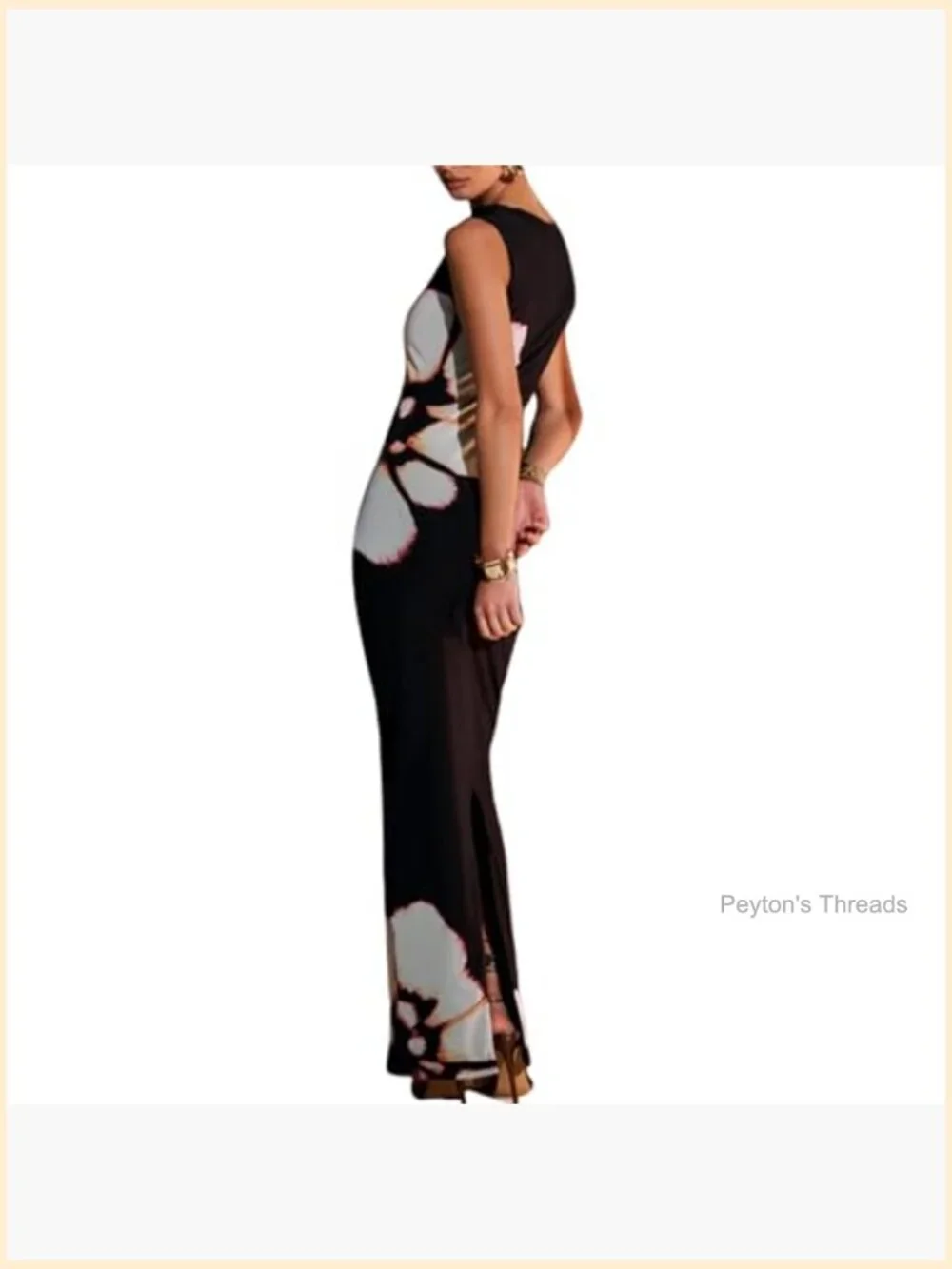 Sleeveless Snake Print Maxi Dress Hollow Out High Slit Bodycon Evening Gown - Picture 2 of 7